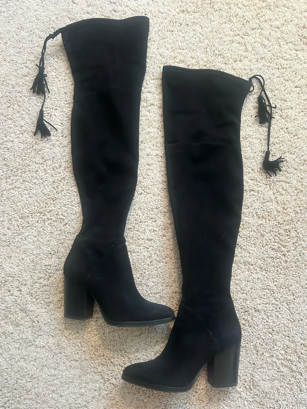 Marc Fisher LTD Black Suede Over-the-Knee Block Heel Boots